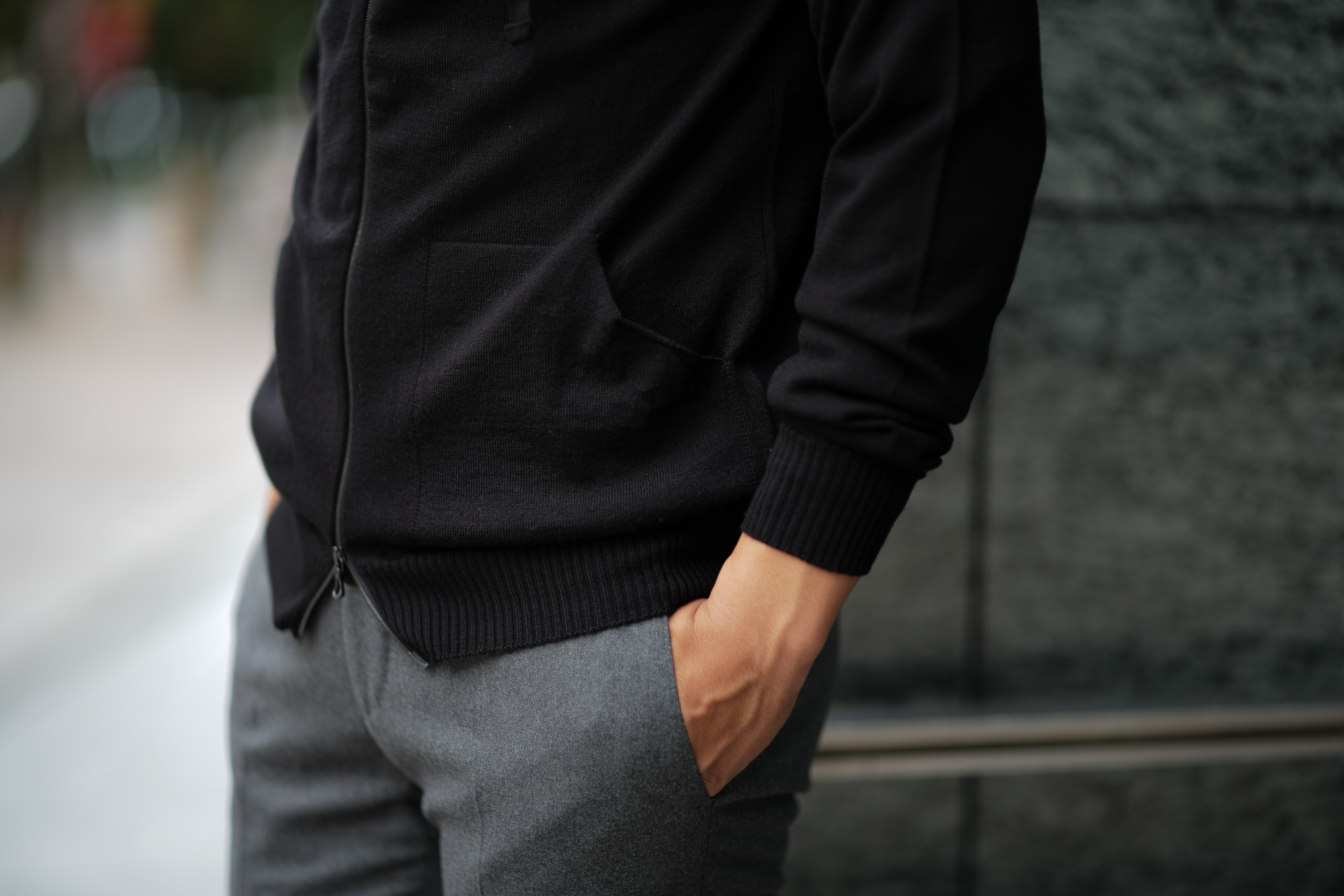 JOHN SMEDLEY (ジョンスメドレー) RESERVOIR (レゼルボア) 24G Merino Wool (24ゲージ メリノウール) ジップアップ ニット パーカー BLACK (ブラック) Made in England (イギリス製) 2018 秋冬新作 johnsmedley 愛知 名古屋 altoediritto アルトエデリット