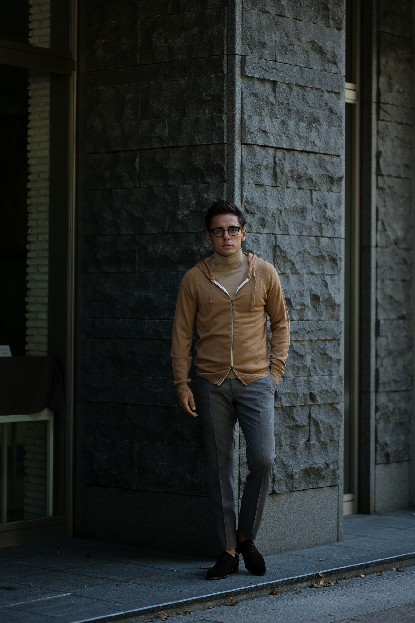 JOHN SMEDLEY (ジョンスメドレー) RESERVOIR (レゼルボア) 24G Merino Wool (24ゲージ メリノウール) ジップアップ ニット パーカー CAMEL (キャメル) Made in England (イギリス製) 2018 秋冬新作 johnsmedley 愛知 名古屋 altoediritto アルトエデリット