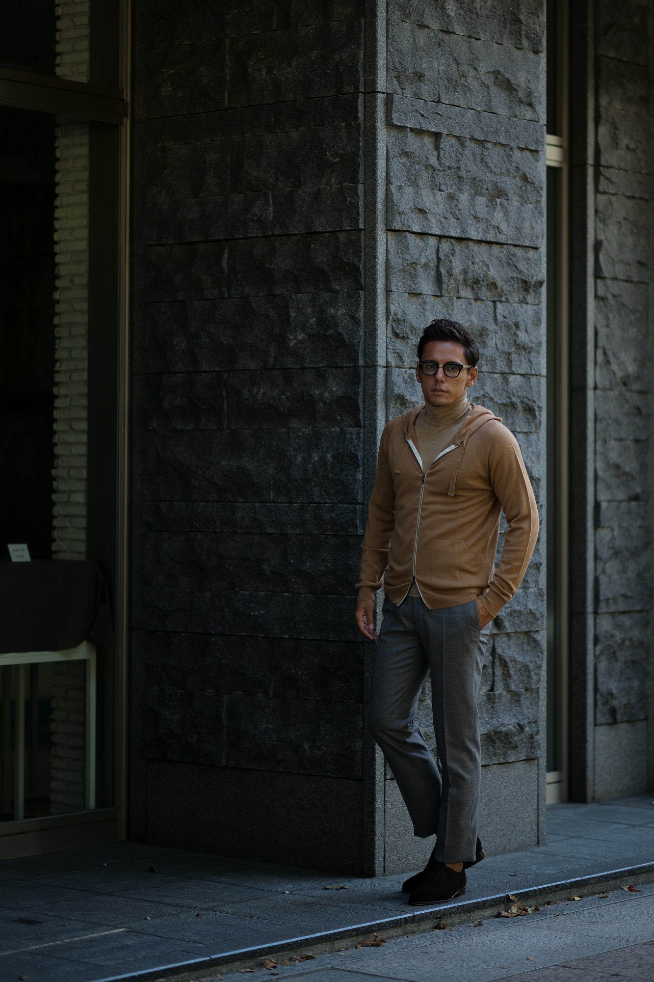 JOHN SMEDLEY (ジョンスメドレー) RESERVOIR (レゼルボア) 24G Merino Wool (24ゲージ メリノウール) ジップアップ ニット パーカー CAMEL (キャメル) Made in England (イギリス製) 2018 秋冬新作 johnsmedley 愛知 名古屋 altoediritto アルトエデリット