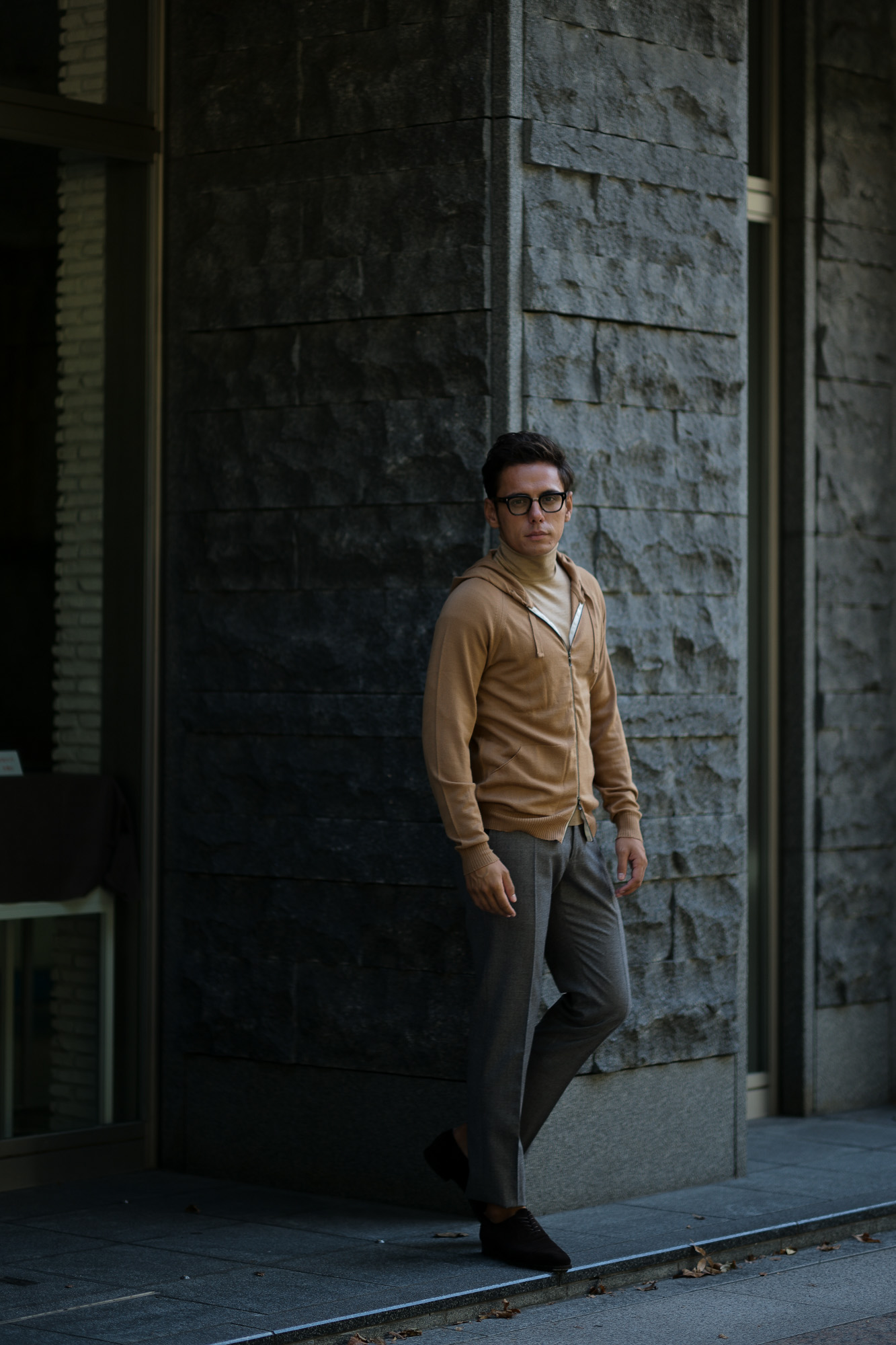 JOHN SMEDLEY (ジョンスメドレー) RESERVOIR (レゼルボア) 24G Merino Wool (24ゲージ メリノウール) ジップアップ ニット パーカー CAMEL (キャメル) Made in England (イギリス製) 2018 秋冬新作 johnsmedley 愛知 名古屋 altoediritto アルトエデリット