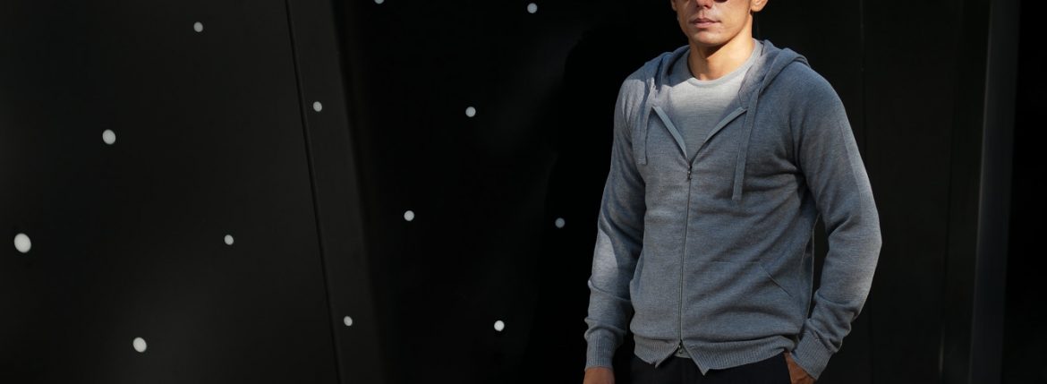 JOHN SMEDLEY (ジョンスメドレー) RESERVOIR (レゼルボア) 24G Merino Wool (24ゲージ メリノウール) ジップアップ ニット パーカー SILVER (シルバー) Made in England (イギリス製) 2018 秋冬新作 johnsmedley 愛知 名古屋 altoediritto アルトエデリット