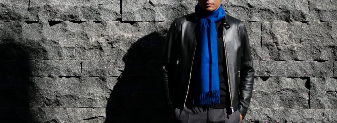 Johnstons (ジョンストンズ) WA16 MUFFLER SCARF Cashmere 100% カシミア マフラー Bright Blue (ブライトブルー・SD0404) Made in Scotland (スコットランド製) 2018 秋冬新作 愛知 名古屋 alto e diritto altoediritto アルトエデリット ストール ジョンストンズ