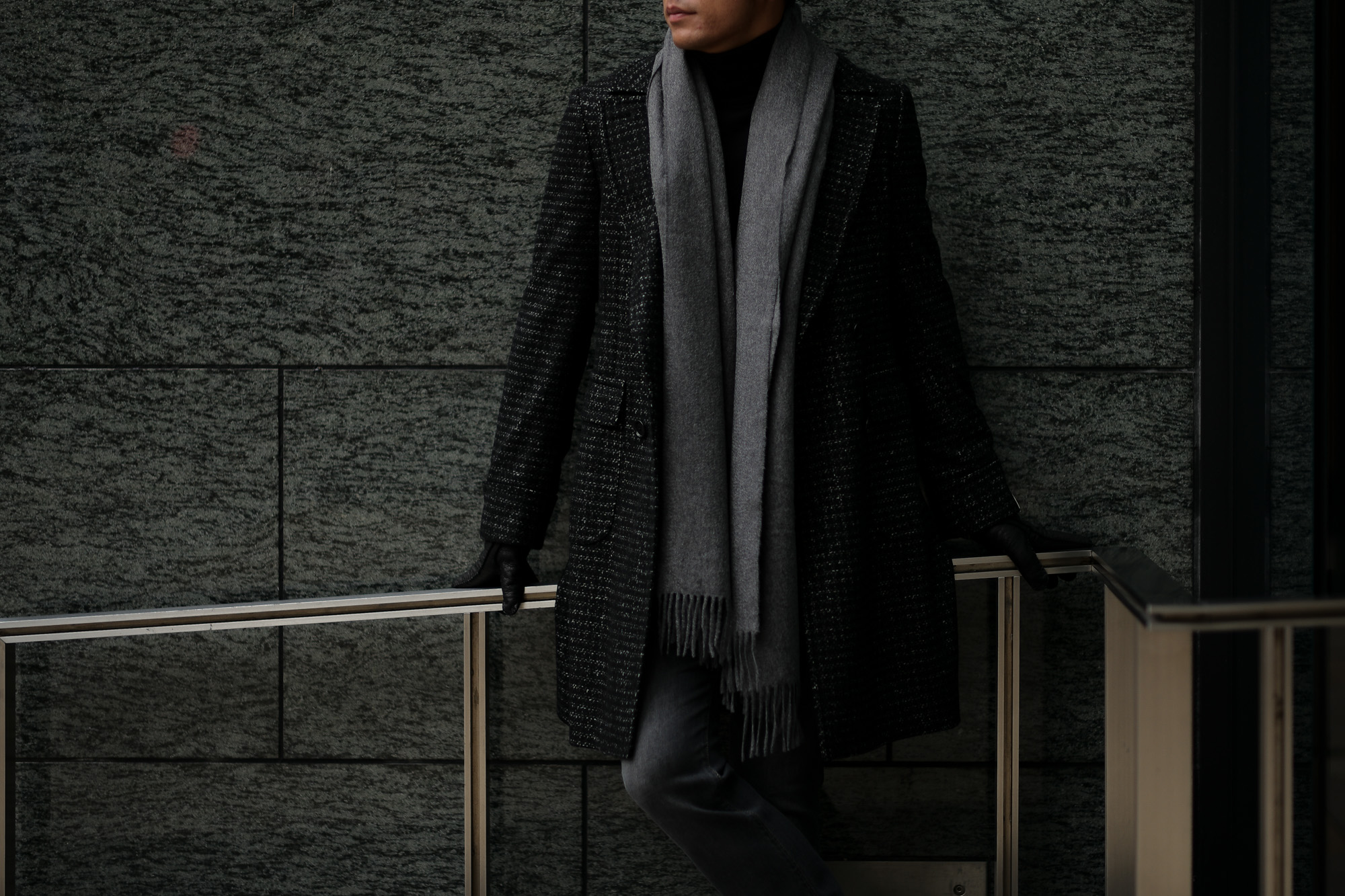 Johnstons (ジョンストンズ) WA56 STOLE Cashmere 100% カシミア 大判 ストール Mid Grey (ミッドグレー・HA0501) Made in Scotland (スコットランド製) 2018 秋冬新作 愛知　名古屋 alto e diritto アルトエデリット altoediritto