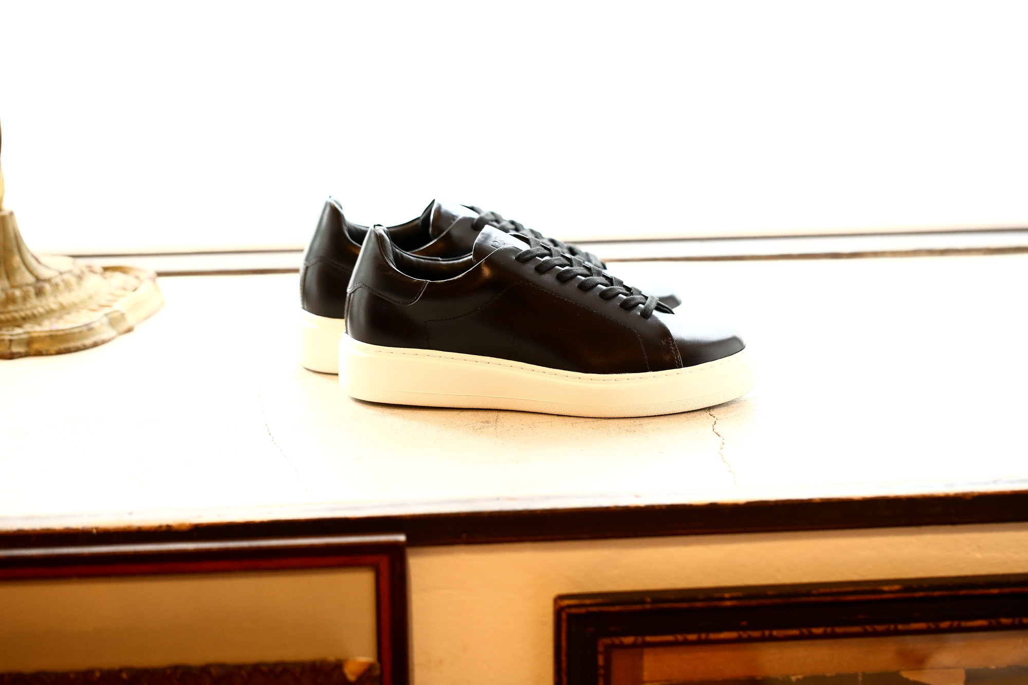 PATRICK(パトリック) CRUISE LINE クルーズライン GENOVA-EX (ジェノバ EX) CR28159 Annonay Vocalou Calf Leather (アノネイ社 ボカルーカーフ レザー) ローカット レザー スニーカー ONE BLACK (ブラック・BLK) MADE IN JAPAN(日本製) 2018 秋冬新作【1st コレクション別注モデル】【スペシャル限定】patrick パトリック cruiseline クルーズライン 愛知 名古屋 Alto e Diritto アルト エ デリット 干場義雅　坪内浩