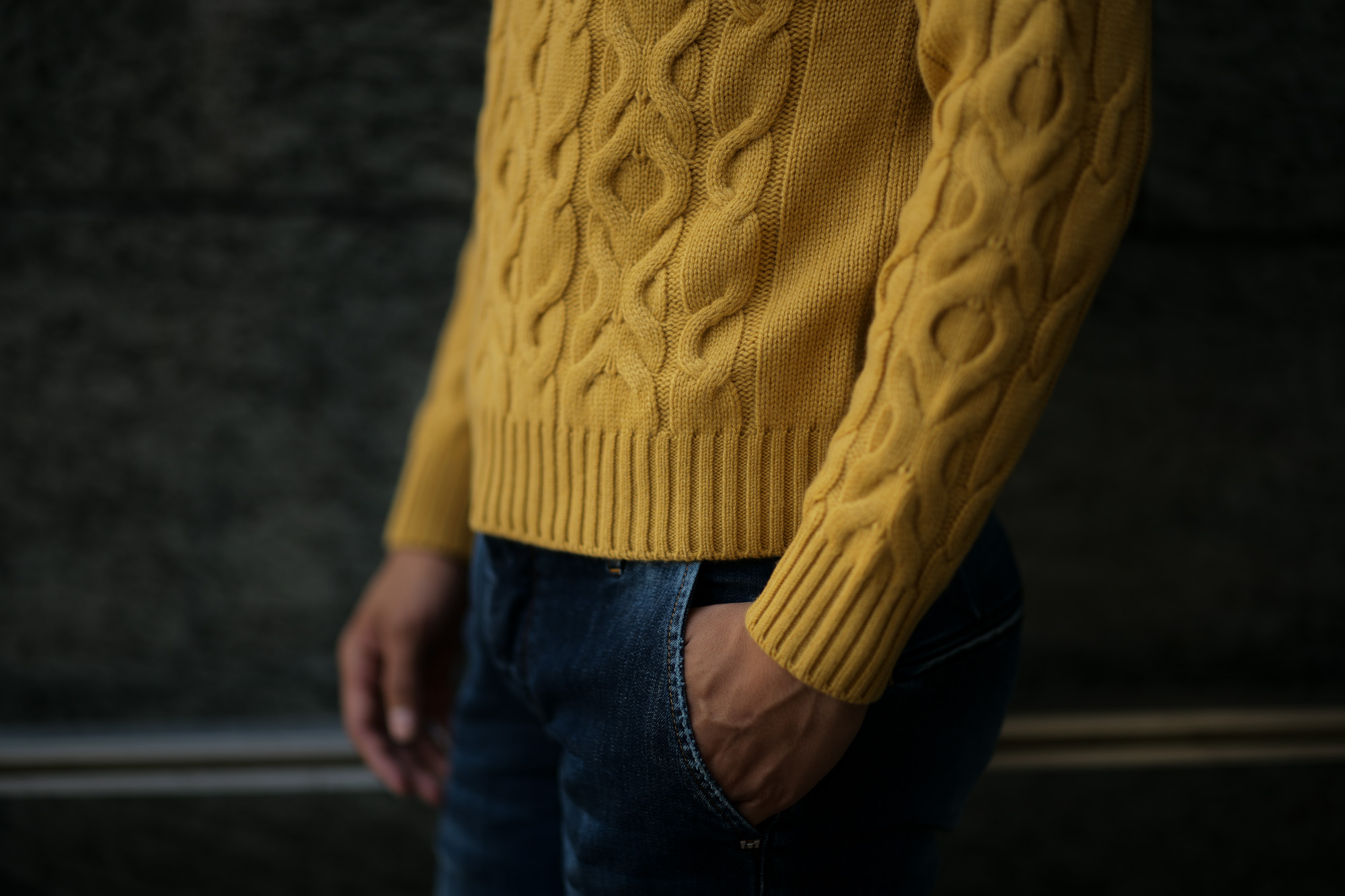 Settefili Cashmere (セッテフィーリ カシミア) Dolcevita Treccia Corona (カシミア タートルネック セーター) ローゲージ カシミア ニット セーター MUSTARD (マスタード・CG102) made in italy (イタリア製) 2018 秋冬新作 settefilicashmere 愛知 名古屋 alto e diritto アルトエデリット