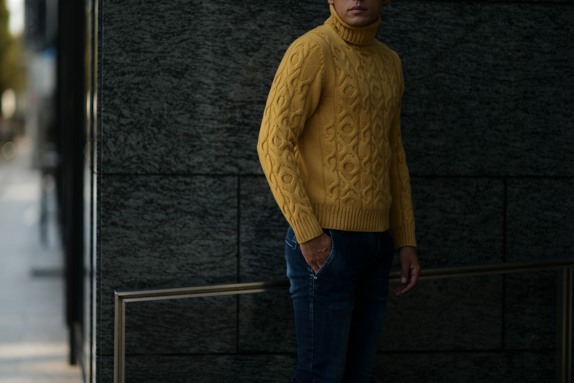 Settefili Cashmere (セッテフィーリ カシミア) Dolcevita Treccia Corona (カシミア タートルネック セーター) ローゲージ カシミア ニット セーター MUSTARD (マスタード・CG102) made in italy (イタリア製) 2018 秋冬新作 settefilicashmere 愛知 名古屋 alto e diritto アルトエデリット