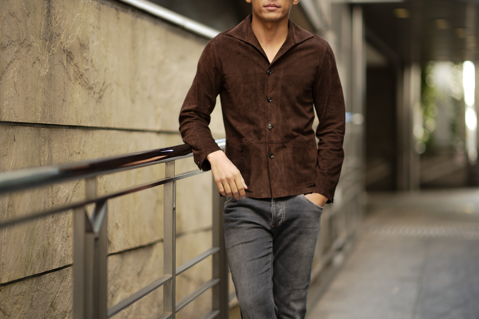 Alfredo Rifugio (アルフレード リフージオ) SS326 CAMOSCIO Summer Suede Leather Shirts サマースウェード レザーシャツ BROWN (ブラウン) made in italy (イタリア製) 2019 春夏 【ご予約受付中】　alfredorifujio アルフレードリフージオ 愛知 名古屋 Alto e Diritto アルト エ デリット alto e diritto アルトエデリット レザージャケット 素肌にレザー 42,44,46,48,50,52