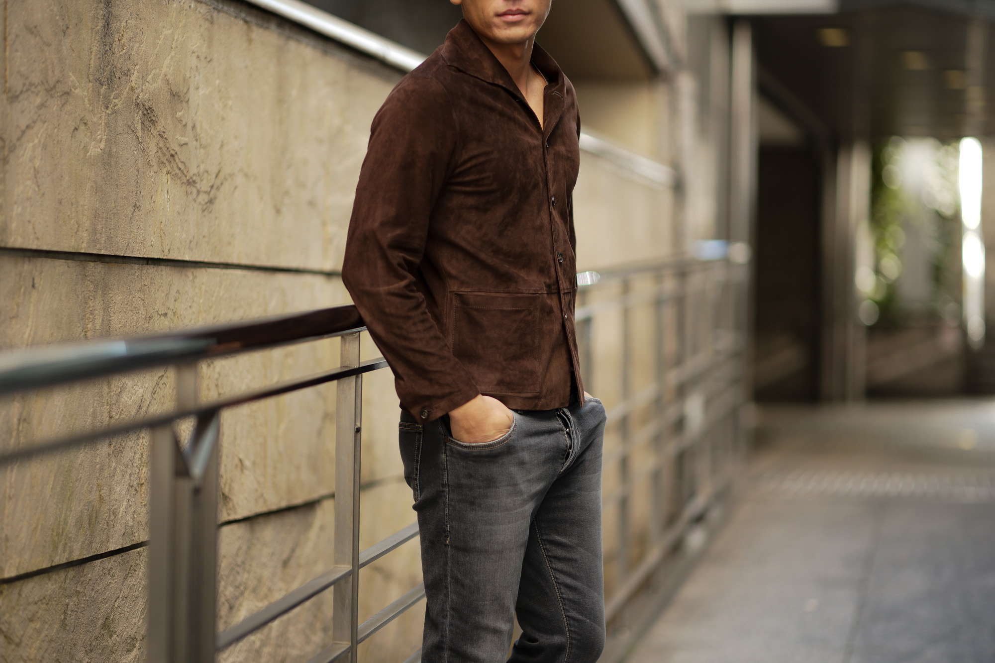 Alfredo Rifugio (アルフレード リフージオ) SS326 CAMOSCIO Summer Suede Leather Shirts サマースウェード レザーシャツ BROWN (ブラウン) made in italy (イタリア製) 2019 春夏 【ご予約受付中】　alfredorifujio アルフレードリフージオ 愛知 名古屋 Alto e Diritto アルト エ デリット alto e diritto アルトエデリット レザージャケット 素肌にレザー 42,44,46,48,50,52