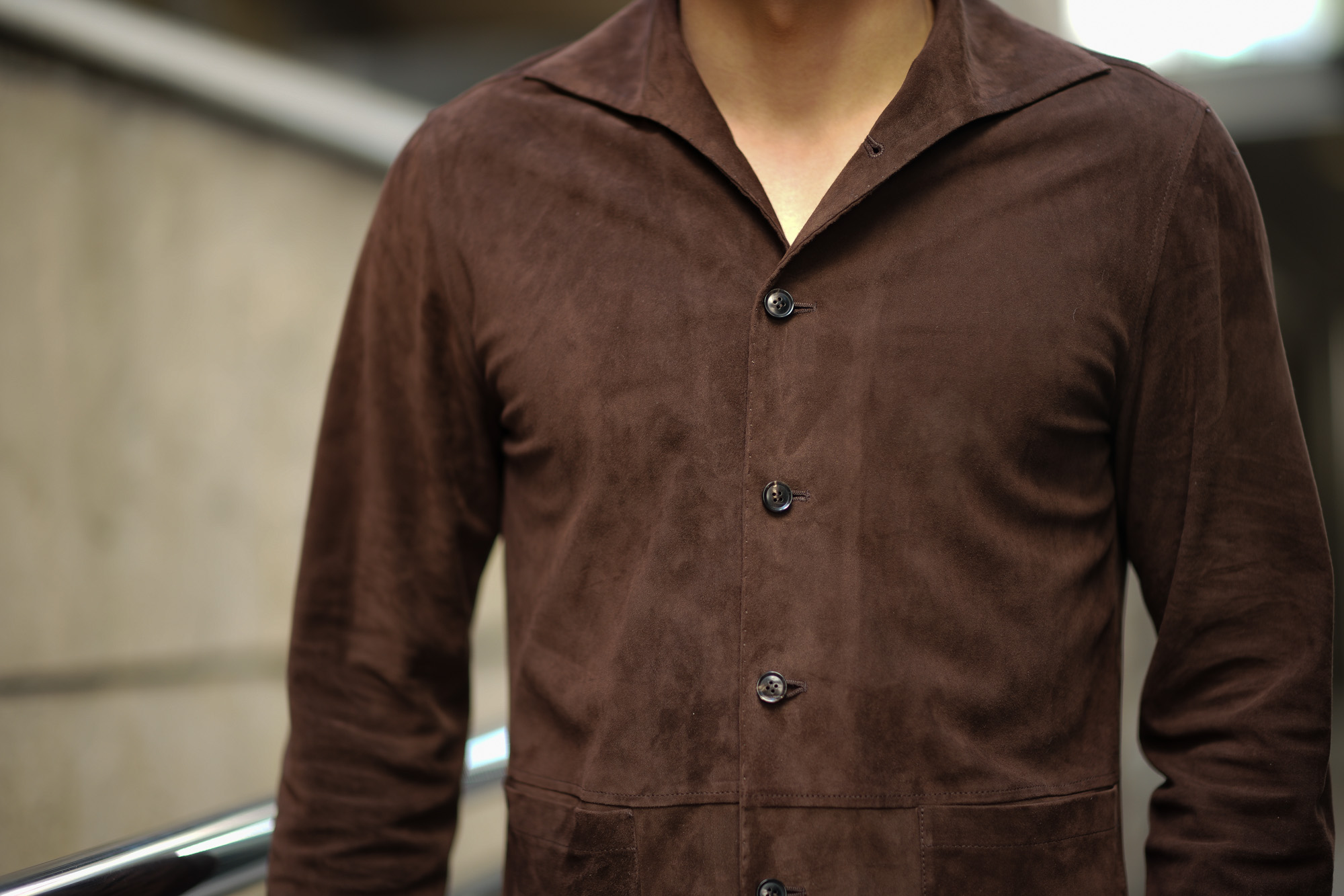 Alfredo Rifugio (アルフレード リフージオ) SS326 CAMOSCIO Summer Suede Leather Shirts サマースウェード レザーシャツ BROWN (ブラウン) made in italy (イタリア製) 2019 春夏 【ご予約受付中】　alfredorifujio アルフレードリフージオ 愛知 名古屋 Alto e Diritto アルト エ デリット alto e diritto アルトエデリット レザージャケット 素肌にレザー 42,44,46,48,50,52