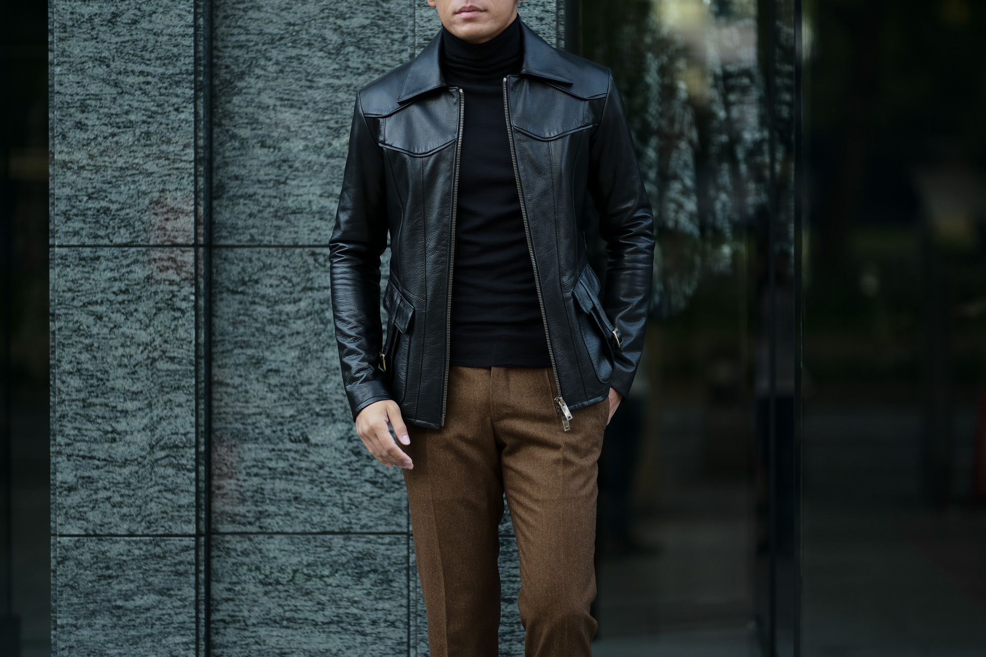 Cuervo (クエルボ) Satisfaction Leather Collection (サティスファクション レザー コレクション) East West(イーストウエスト)  SMOKE(スモーク) BUFFALO LEATHER (バッファロー レザー) レザージャケット BLACK(ブラック) MADE IN JAPAN (日本製) 2019 春夏 【ご予約開始】 愛知 名古屋 altoediritto アルトエデリット 洋服屋 レザージャケット サウスパラディソ eastwest