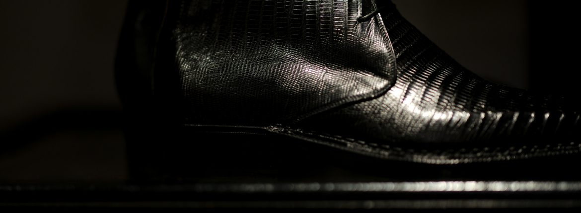ENZO BONAFE (エンツォボナフェ) ART.3722 Chukka boots TEJUS (テジュー) リザードレザー チャッカブーツ TEJUS NERO (ブラック) made in italy (イタリア製) 2018 秋冬新作のイメージ
