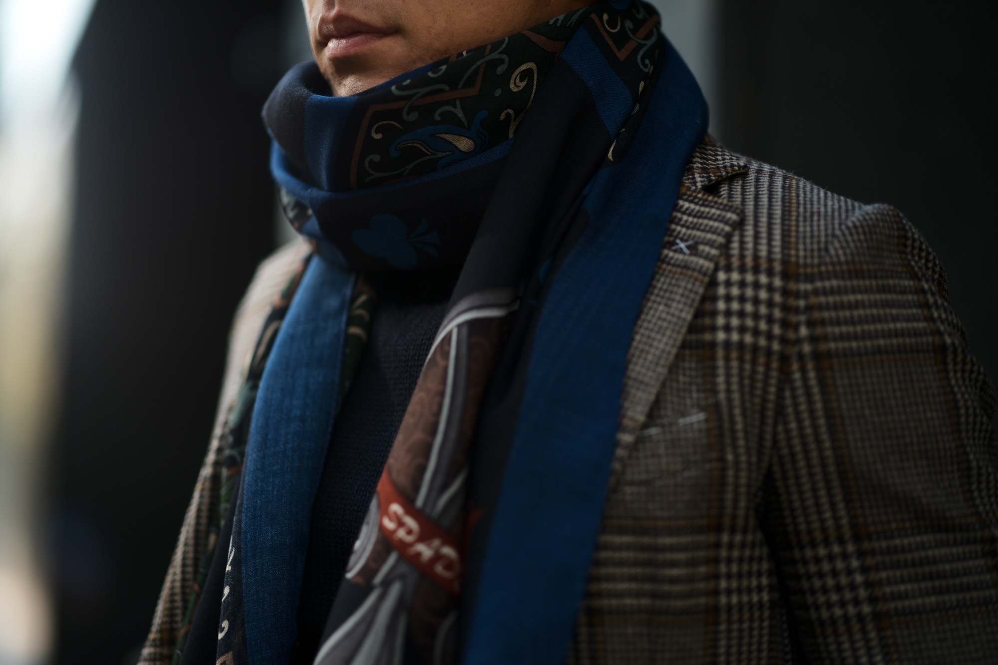 FRANCO BASSI (フランコバッシ) Wool Stole (ウール ストール) ウール プリント ストール NAVY (ネイビー・1) Made in italy (イタリア製) 2018秋冬新作 francobassi ストール マフラー 愛知 名古屋 alto e diritto アルトエデリット