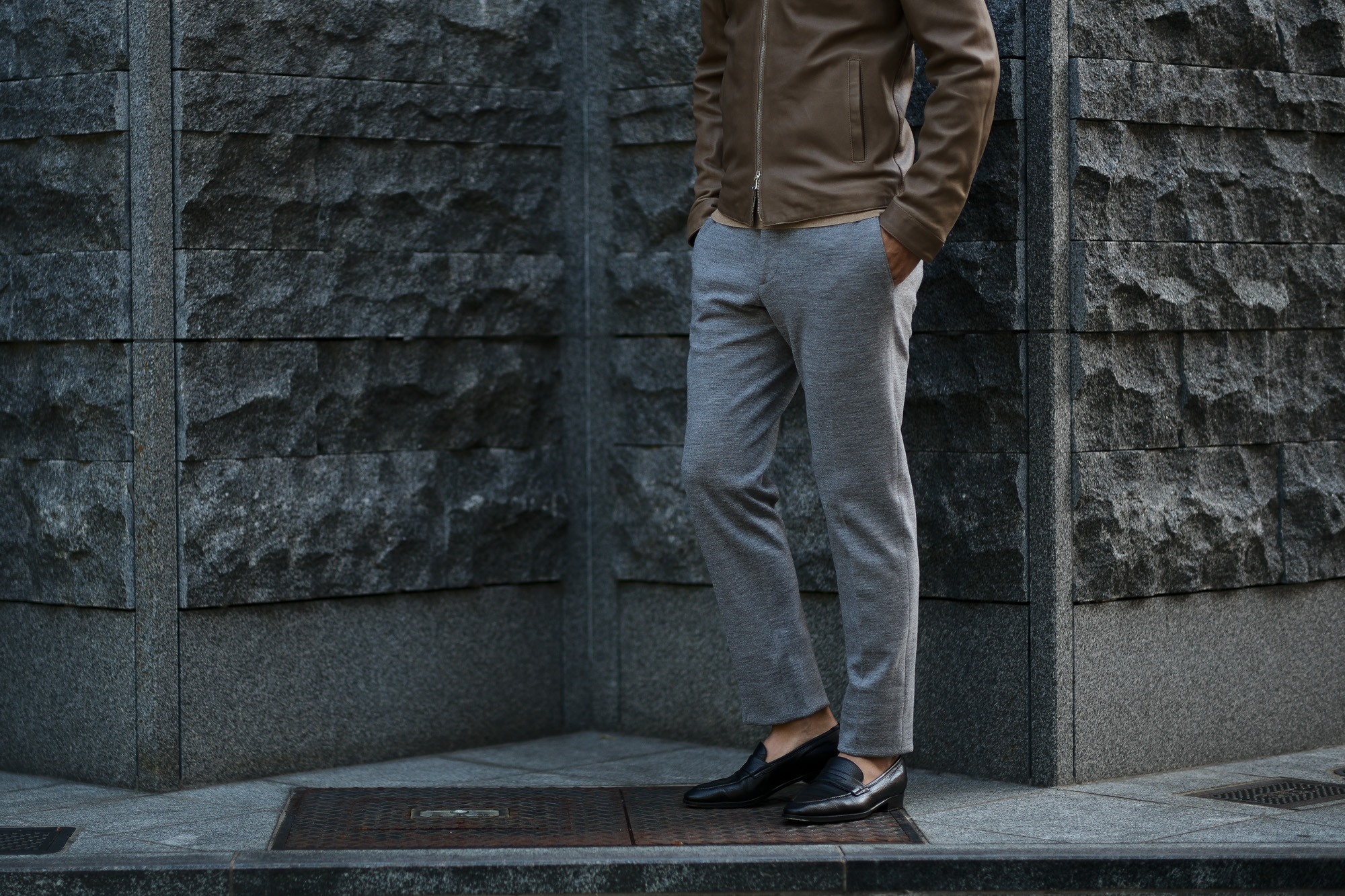 INCOTEX (インコテックス) N35 SLIM FIT (1NG035) FLANNEL JERSEY ストレッチ ウール コットン フランネル ジャージ スラックス GRAY (グレー・900) 2018 秋冬新作 愛知 名古屋 alto e diritto アルトエデリット altoediritto