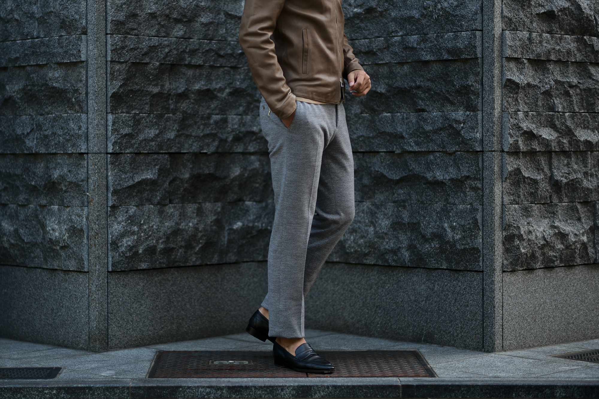 INCOTEX (インコテックス) N35 SLIM FIT (1NG035) FLANNEL JERSEY ストレッチ ウール コットン フランネル ジャージ スラックス GRAY (グレー・900) 2018 秋冬新作 愛知 名古屋 alto e diritto アルトエデリット altoediritto