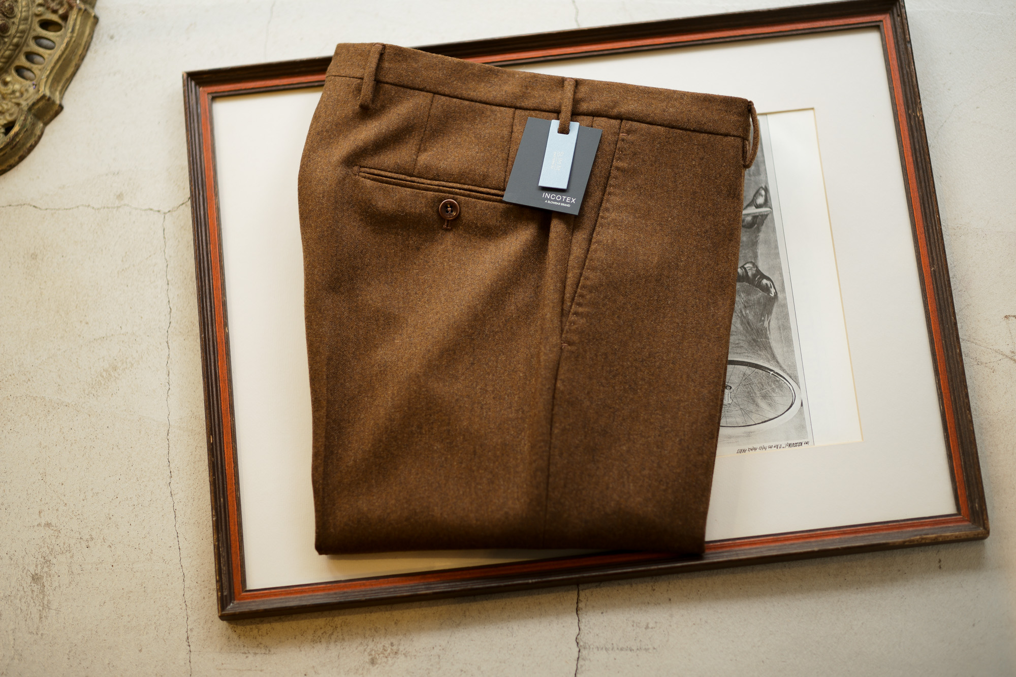 INCOTEX (インコテックス) N35 SLIM FIT (1NT035) SUPER 100’S CARDED FLANNEL フランネル ウール スラックス BROWN (ブラウン・640) 2018秋冬新作 愛知 名古屋 alto e diritto アルトエデリット 茶スラ