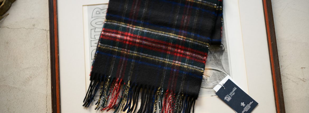 Johnstons (ジョンストンズ) WA16 MUFFLER SCARF Cashmere 100% カシミア マフラー Black Stewart (ブラックスチュアート・KU0324) Made in Scotland (スコットランド製) 2018 秋冬新作 愛知 名古屋 alto e diritto altoediritto アルトエデリット ストール ジョンストンズ