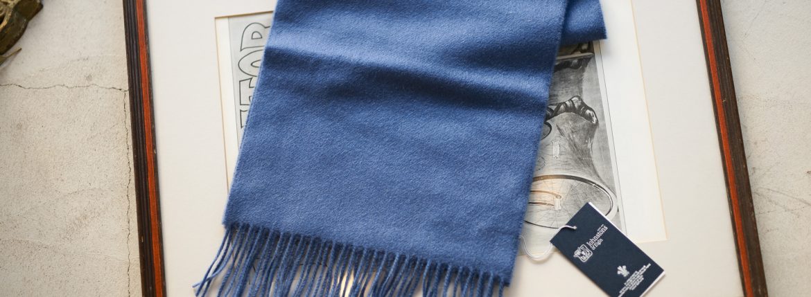 Johnstons (ジョンストンズ) WA16 MUFFLER SCARF Cashmere 100% カシミア マフラー Bright Blue (ブライトブルー・SD0419) Made in Scotland (スコットランド製) 2018 秋冬新作 愛知 名古屋 alto e diritto altoediritto アルトエデリット ストール ジョンストンズ