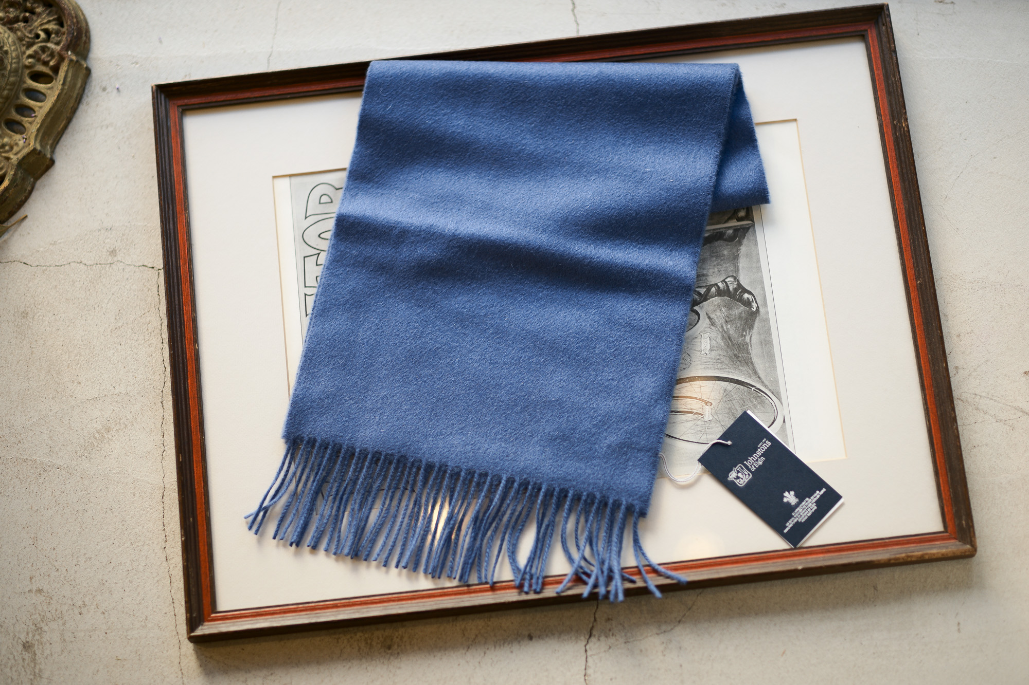 Johnstons (ジョンストンズ) WA16 MUFFLER SCARF Cashmere 100% カシミア マフラー Bright Blue (ブライトブルー・SD0419) Made in Scotland (スコットランド製) 2018 秋冬新作 愛知 名古屋 alto e diritto altoediritto アルトエデリット ストール ジョンストンズ