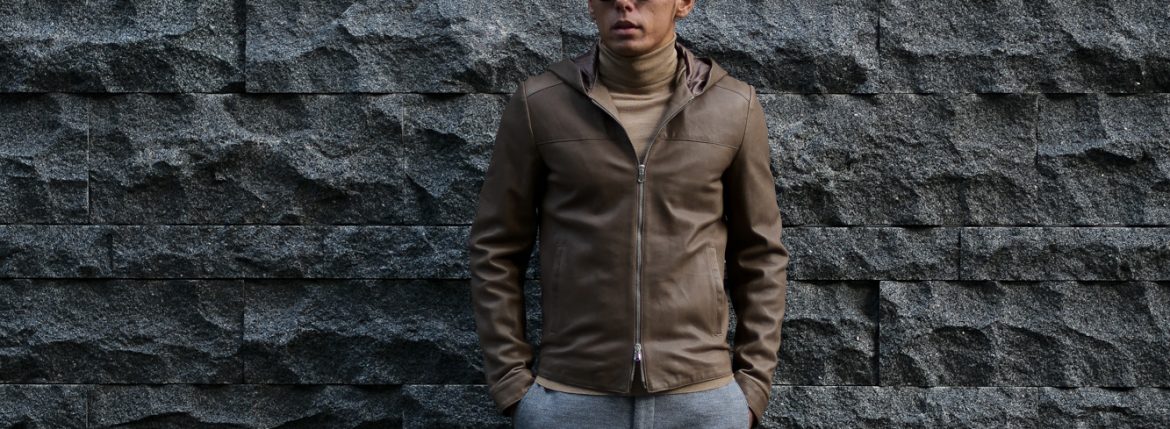 Radice (ラディーチェ) 1019NL LEATHER HOODIE JACKET (レザーフーディージャケット) ラムナッパレザー レザージャケット TABACCO (タバコ) MADE IN ITALY (イタリア製) 2018 秋冬新作 愛知 名古屋 alto e diritto アルトエデリット 洋服屋 セレクトショップ