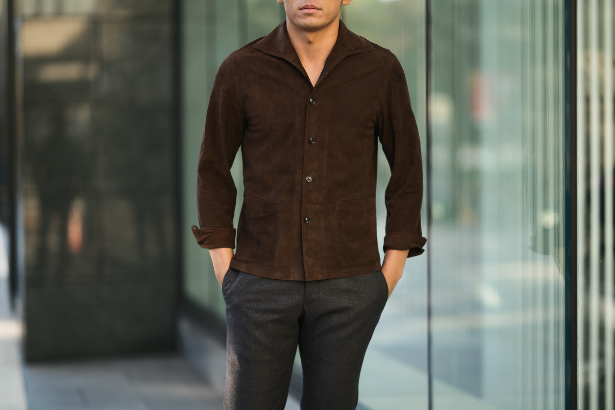 Alfredo Rifugio (アルフレード リフージオ) SS326 CAMOSCIO Summer Suede Leather Shirts サマースウェード レザーシャツ BROWN (ブラウン) made in italy (イタリア製) 2019 春夏 【ご予約受付中】alfredorifujio アルフレードリフージオ 愛知 名古屋 Alto e Diritto アルト エ デリット alto e diritto アルトエデリット レザージャケット 素肌にレザー 42,44,46,48,50,52