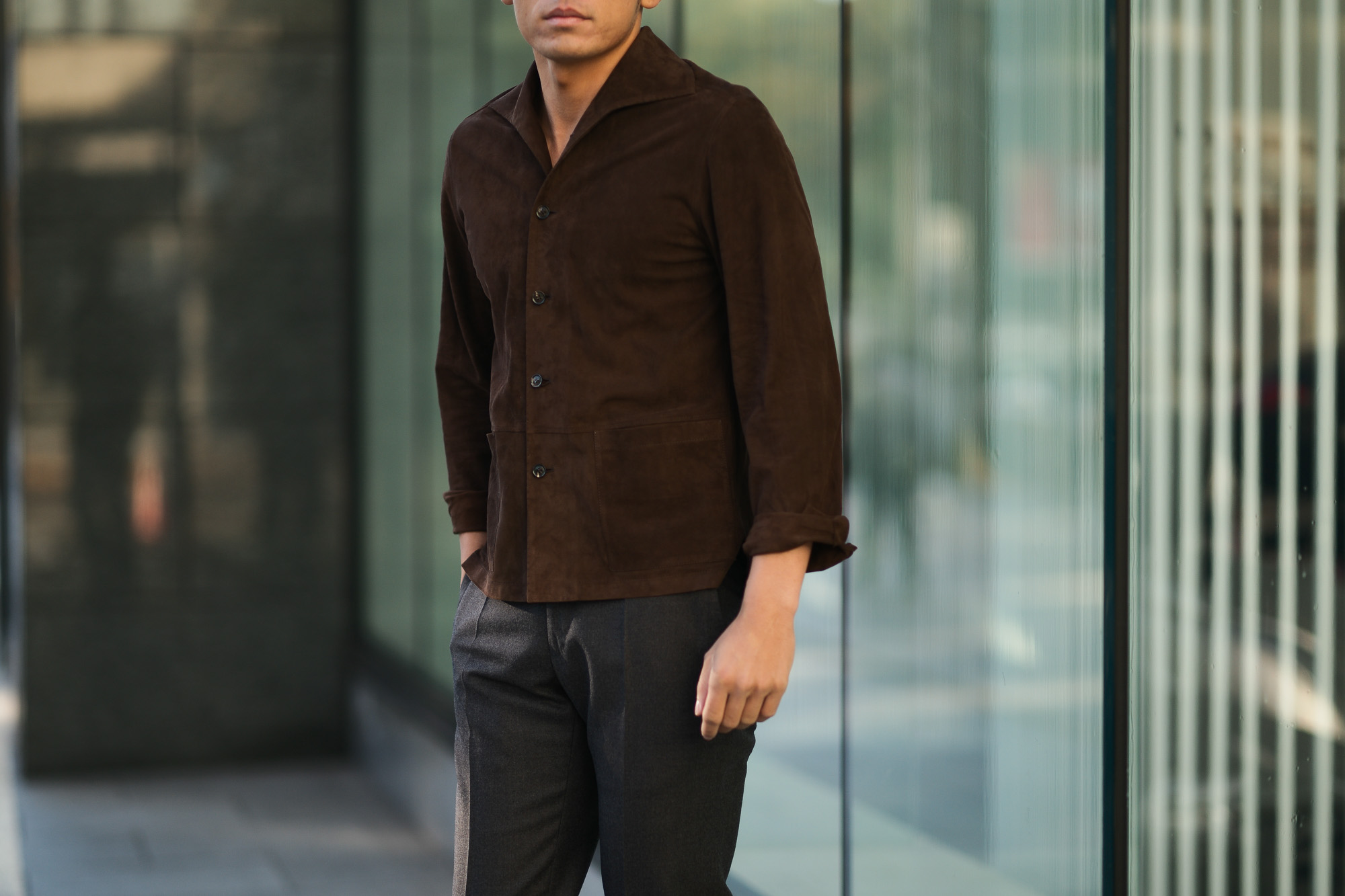 Alfredo Rifugio (アルフレード リフージオ) SS326 CAMOSCIO Summer Suede Leather Shirts サマースウェード レザーシャツ BROWN (ブラウン) made in italy (イタリア製) 2019 春夏 【ご予約受付中】alfredorifujio アルフレードリフージオ 愛知 名古屋 Alto e Diritto アルト エ デリット alto e diritto アルトエデリット レザージャケット 素肌にレザー 42,44,46,48,50,52