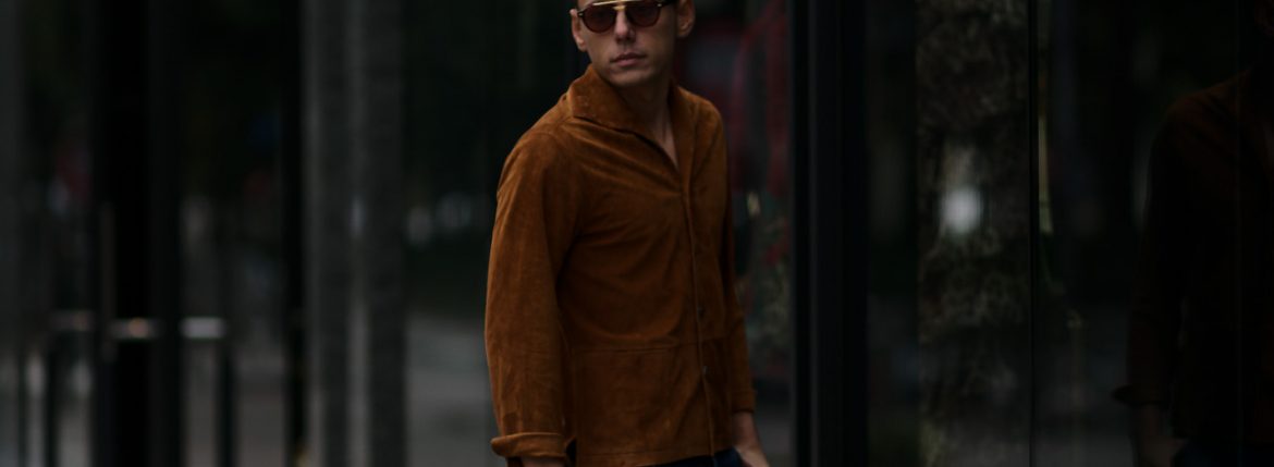 Alfredo Rifugio (アルフレード リフージオ) SS326 CAMOSCIO Summer Suede Leather Shirts サマースウェード レザーシャツ CAMEL (キャメル) made in italy (イタリア製) 2019 春夏 【ご予約受付中】のイメージ