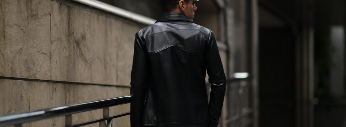 Cuervo (クエルボ) Satisfaction Leather Collection (サティスファクション レザー コレクション) East West(イーストウエスト)  SMOKE(スモーク) BUFFALO LEATHER (バッファロー レザー) レザージャケット BLACK(ブラック) MADE IN JAPAN (日本製) 2019 春夏 【ご予約受付中】のイメージ