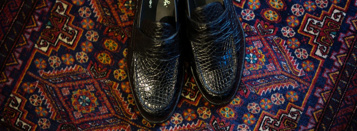 ENZO BONAFE (エンツォボナフェ) ART.3713 Coin Loafer コインローファー Crocodile クロコダイル エキゾチックレザーシューズ COCCO NERO (ブラック) made in italy (イタリア製) 2018秋冬新作のイメージ