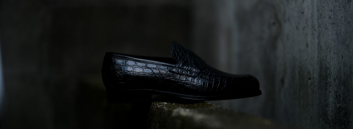 ENZO BONAFE (エンツォボナフェ) ART.3713 Coin Loafer コインローファー Crocodile クロコダイル エキゾチックレザーシューズ COCCO NERO (ブラック) made in italy (イタリア製) 2019 秋冬 enzobonafe クロコ クロコローファー 愛知 名古屋 Alto e Diritto アルト エ デリット alto e diritto アルトエデリット