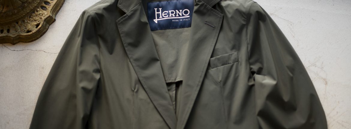 HERNO (ヘルノ) GA0069U Stretch Nylon Jacket (ストレッチ ナイロン ジャケット) 撥水ナイロン 2Bジャケット OLIVE (オリーブ・7400) Made in italy (イタリア製) 2019春夏新作 alto e diritto アルトエデリット 愛知 名古屋