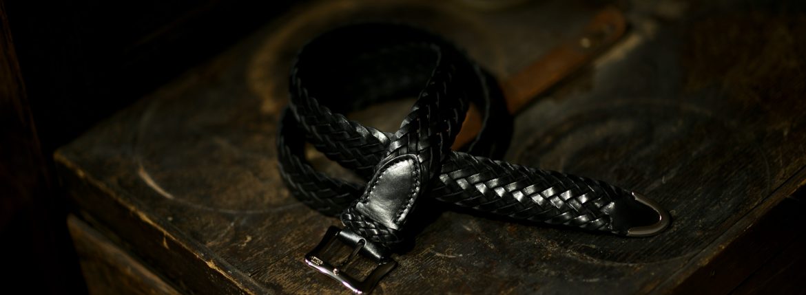 J&M DAVIDSON (ジェイアンドエムデヴィッドソン) ENVELOPE BUCKLE TIP END PLAITED BELT 30MM (エンベロープバックルチップエンドプレーテッドベルト 30mm) 57301 COWHIDE LEATHER (カウハイドレザー) プンターレ メッシュベルト BLACK (ブラック・999) Made in italy (イタリア製) 2018 春夏新作 愛知 名古屋 Alto e Diritto アルト エ デリット jmdavidson ジェイエムデヴィッドソン ベルト メッシュ