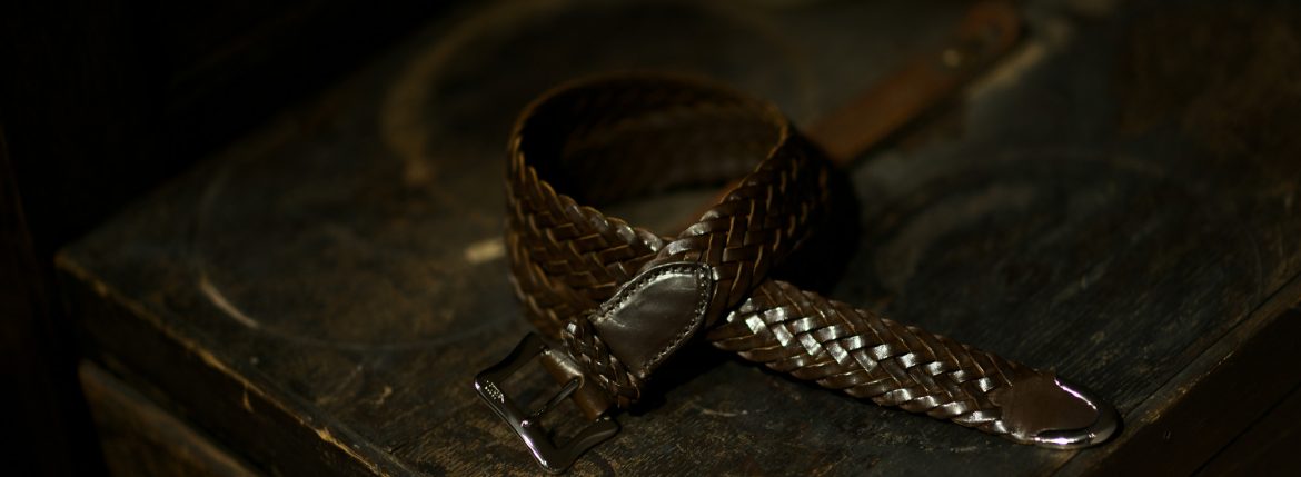 J&M DAVIDSON (ジェイアンドエムデヴィッドソン) ENVELOPE BUCKLE TIP END PLAITED BELT 30MM (エンベロープバックルチップエンドプレーテッドベルト 30mm) 57301 COWHIDE LEATHER (カウハイドレザー) プンターレ メッシュベルト HAVANA (ハバナ・650) Made in italy (イタリア製) 2018 春夏新作 愛知 名古屋 Alto e Diritto アルト エ デリット jmdavidson ジェイエムデヴィッドソン ベルト メッシュ