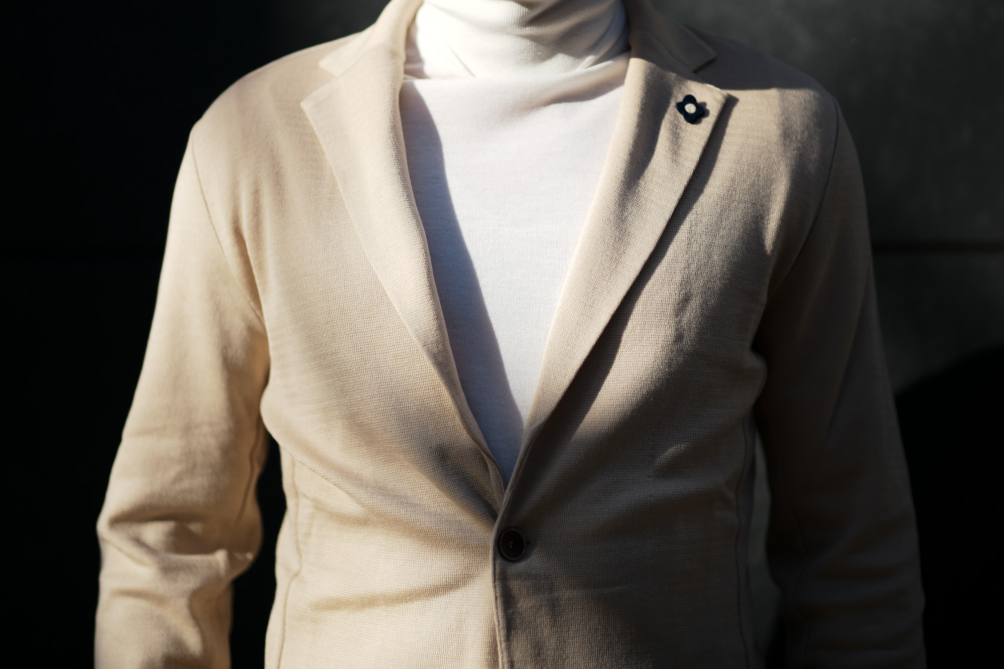 LARDINI (ラルディーニ) Milano Rib Knit Jacket (ミラノリブ ニット ジャケット) コットン ミラノリブ 2B ニットジャケット BEIGE(ベージュ・200) Made in italy (イタリア製) 2019 春夏新作 愛知 名古屋 alto e diritto アルトエデリット スーツ