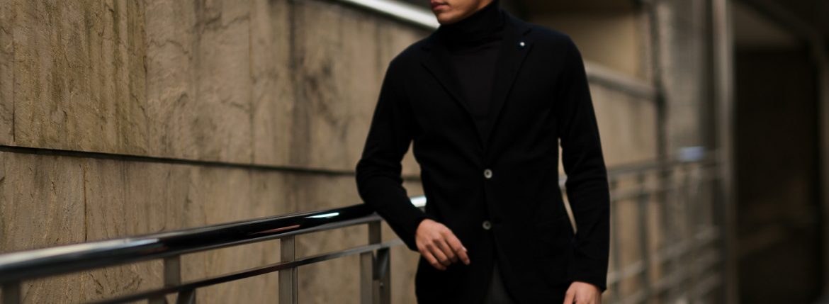 LARDINI (ラルディーニ) Milano Rib Knit Jacket (ミラノリブ ニット ジャケット) コットン ミラノリブ 2B ニットジャケット BLACK (ブラック・999) Made in italy (イタリア製) 2019 春夏新作 愛知 名古屋 alto e diritto アルトエデリット