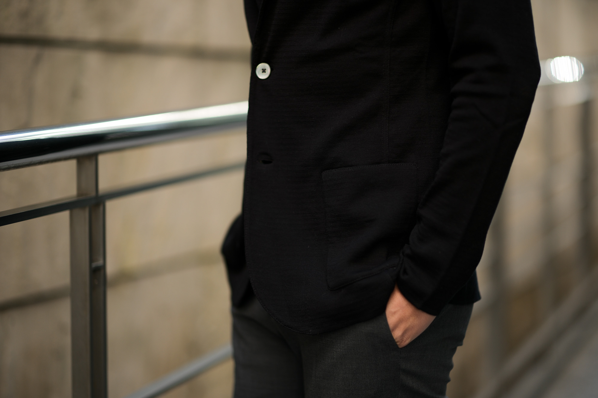 LARDINI (ラルディーニ) Milano Rib Knit Jacket (ミラノリブ ニット ジャケット) コットン ミラノリブ 2B ニットジャケット BLACK (ブラック・999) Made in italy (イタリア製) 2019 春夏新作 愛知 名古屋 alto e diritto アルトエデリット