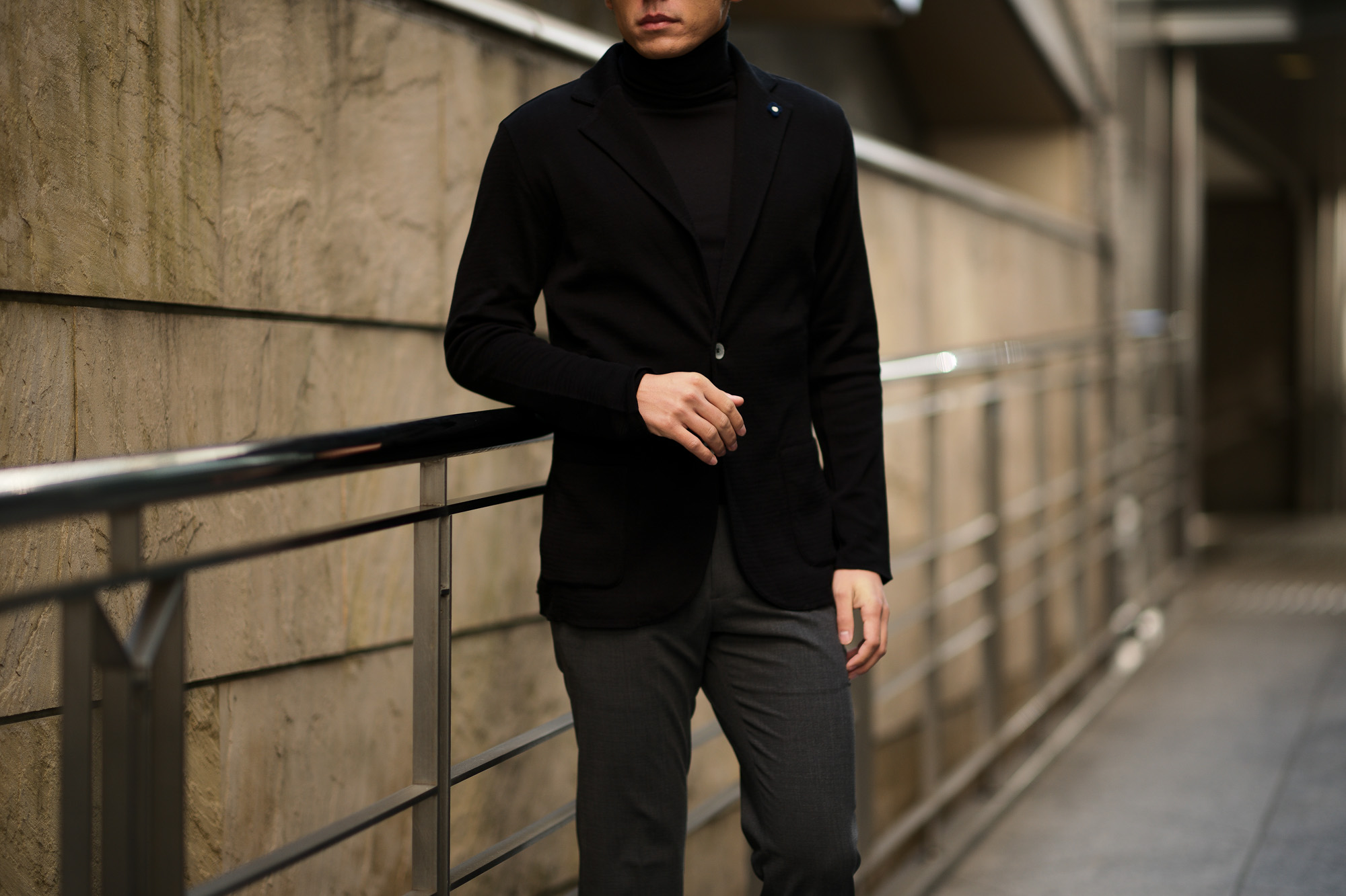 LARDINI (ラルディーニ) Milano Rib Knit Jacket (ミラノリブ ニット ジャケット) コットン ミラノリブ 2B ニットジャケット BLACK (ブラック・999) Made in italy (イタリア製) 2019 春夏新作 愛知 名古屋 alto e diritto アルトエデリット