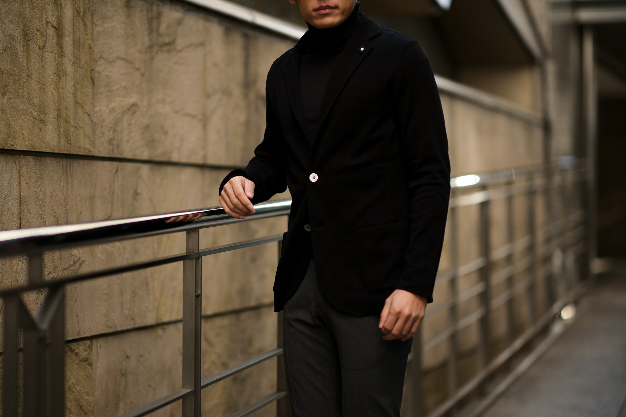 LARDINI (ラルディーニ) Milano Rib Knit Jacket (ミラノリブ ニット ジャケット) コットン ミラノリブ 2B ニットジャケット BLACK (ブラック・999) Made in italy (イタリア製) 2019 春夏新作 愛知 名古屋 alto e diritto アルトエデリット