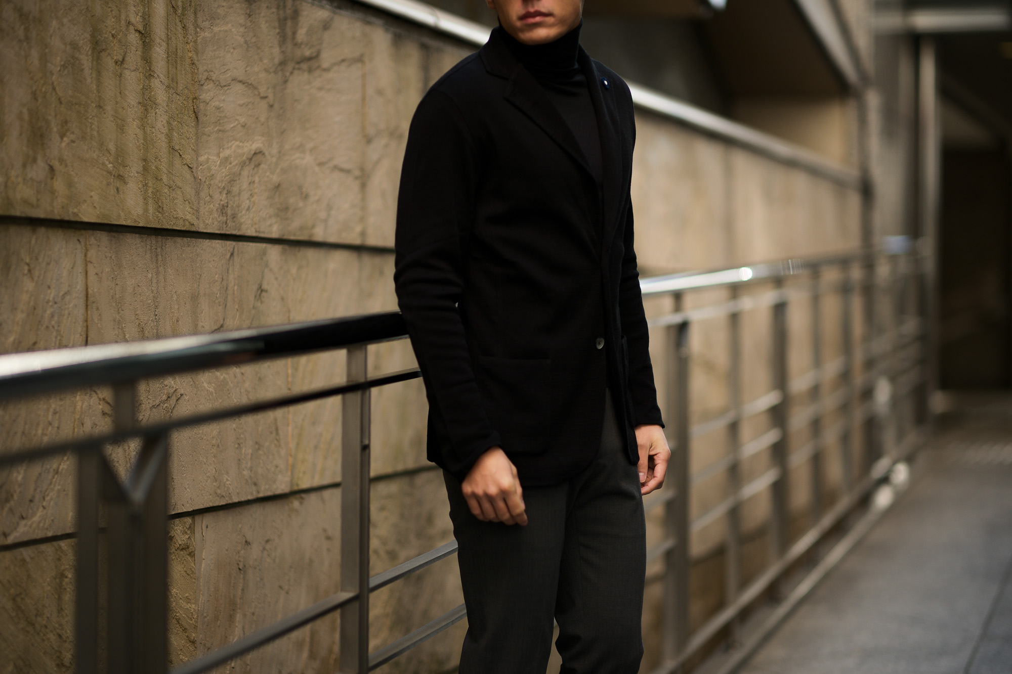 LARDINI (ラルディーニ) Milano Rib Knit Jacket (ミラノリブ ニット ジャケット) コットン ミラノリブ 2B ニットジャケット BLACK (ブラック・999) Made in italy (イタリア製) 2019 春夏新作 愛知 名古屋 alto e diritto アルトエデリット