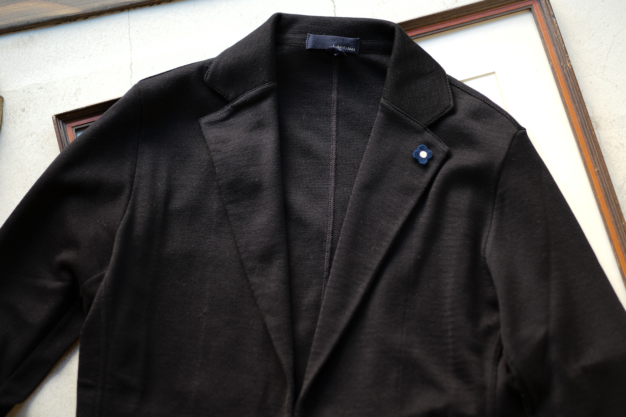 LARDINI (ラルディーニ) Milano Rib Knit Jacket (ミラノリブ ニット ジャケット) コットン ミラノリブ 2B ニットジャケット BLACK (ブラック・999) Made in italy (イタリア製) 2019 春夏新作 愛知 名古屋 alto e diritto アルトエデリット