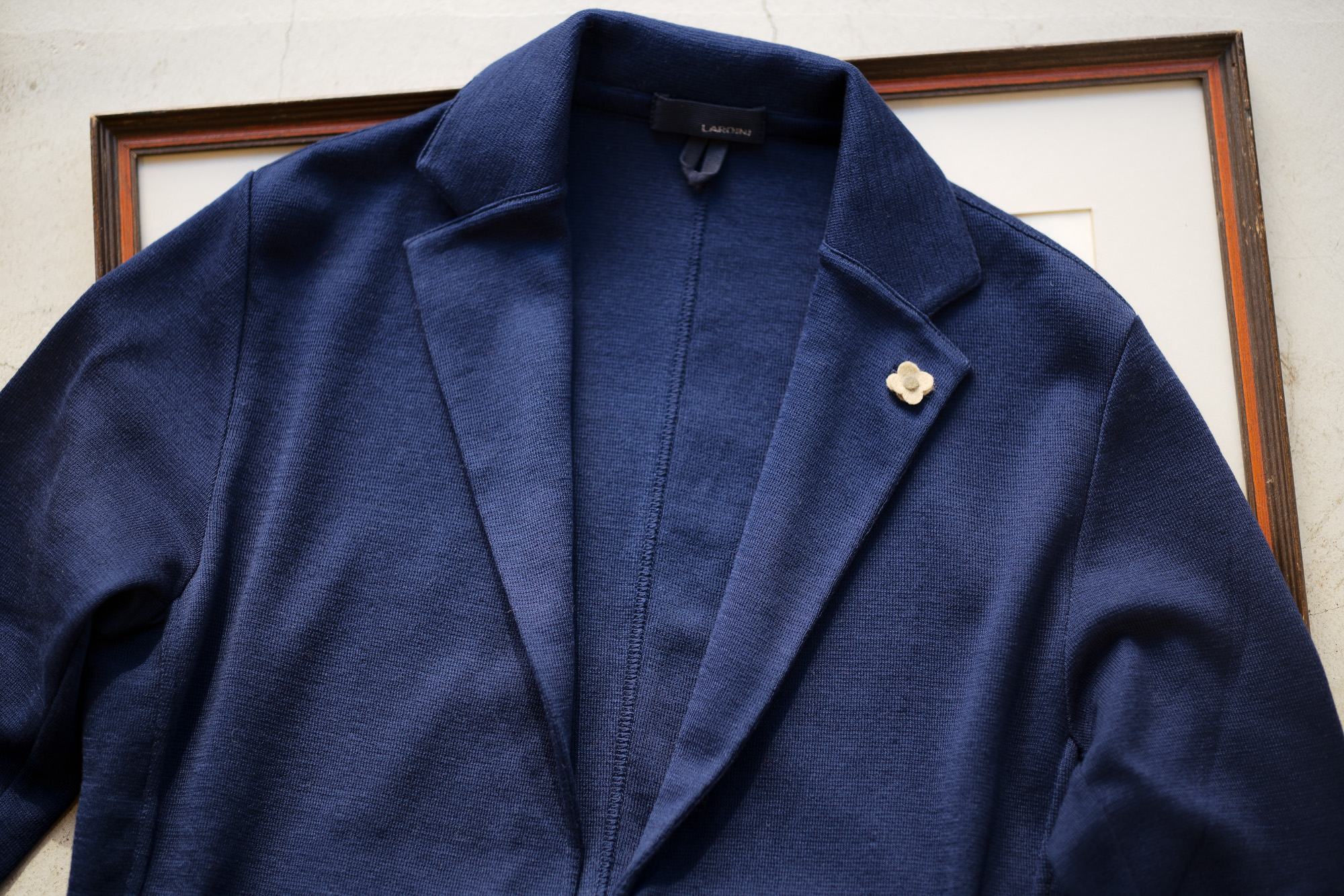 LARDINI (ラルディーニ) Milano Rib Knit Jacket (ミラノリブ ニット ジャケット) コットン ミラノリブ 2B ニットジャケット BLUE(ブルー・820) Made in italy (イタリア製) 2019 春夏新作 愛知 名古屋 alto e diritto アルトエデリット