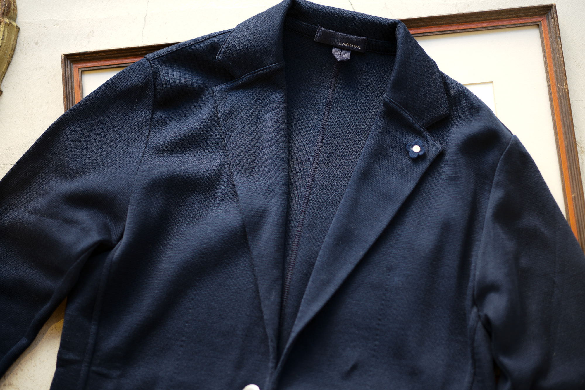 【美品】LARDINI　Solaro Knit Jacket　ネイビー　Lアパレルフィーゴメンズ