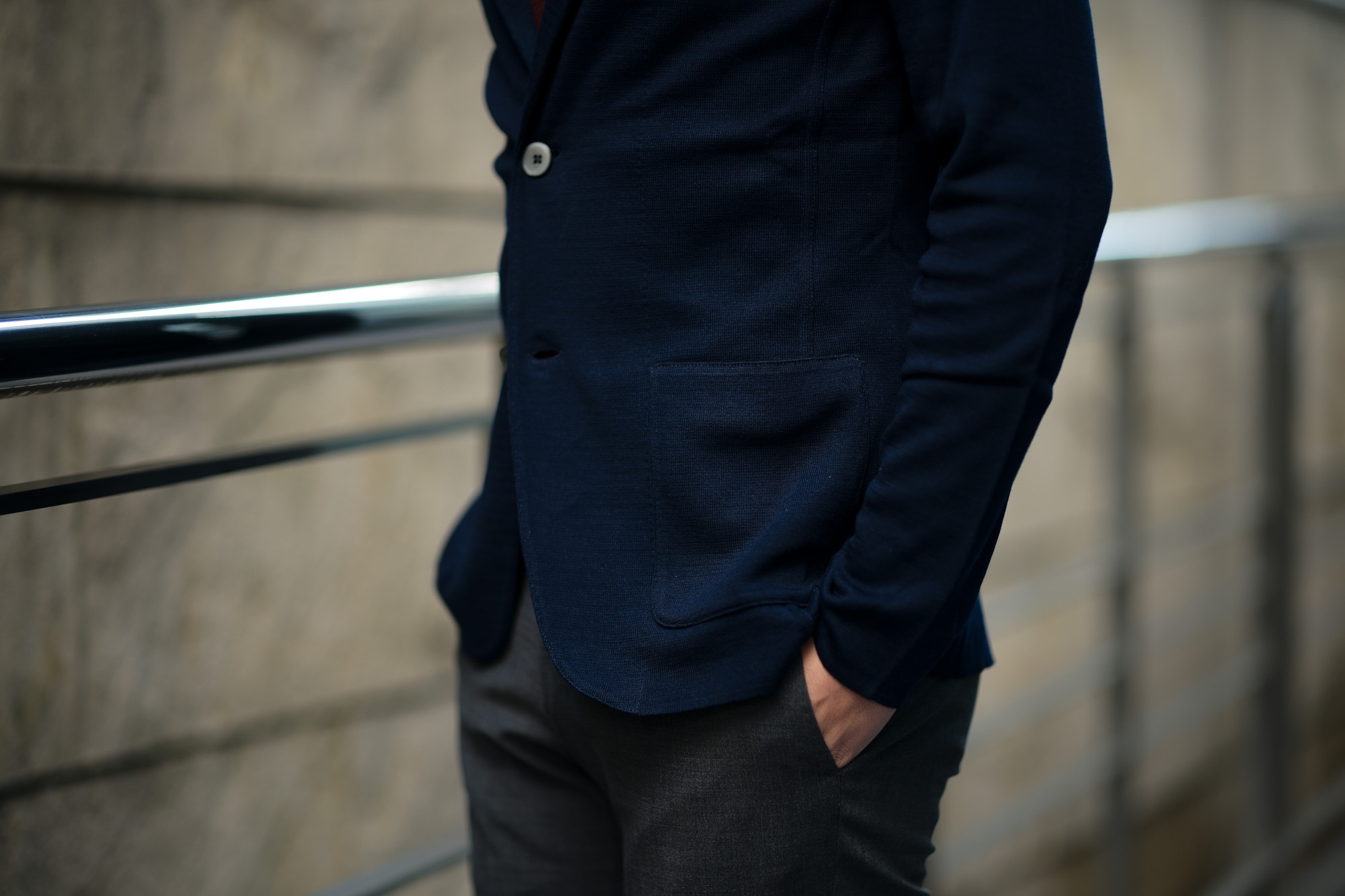 LARDINI (ラルディーニ) Milano Rib Knit Jacket (ミラノリブ ニット ジャケット) コットン ミラノリブ 2B ニットジャケット NAVY (ネイビー・850) Made in italy (イタリア製) 2019 春夏新作 愛知 名古屋 alto e diritto アルトエデリット