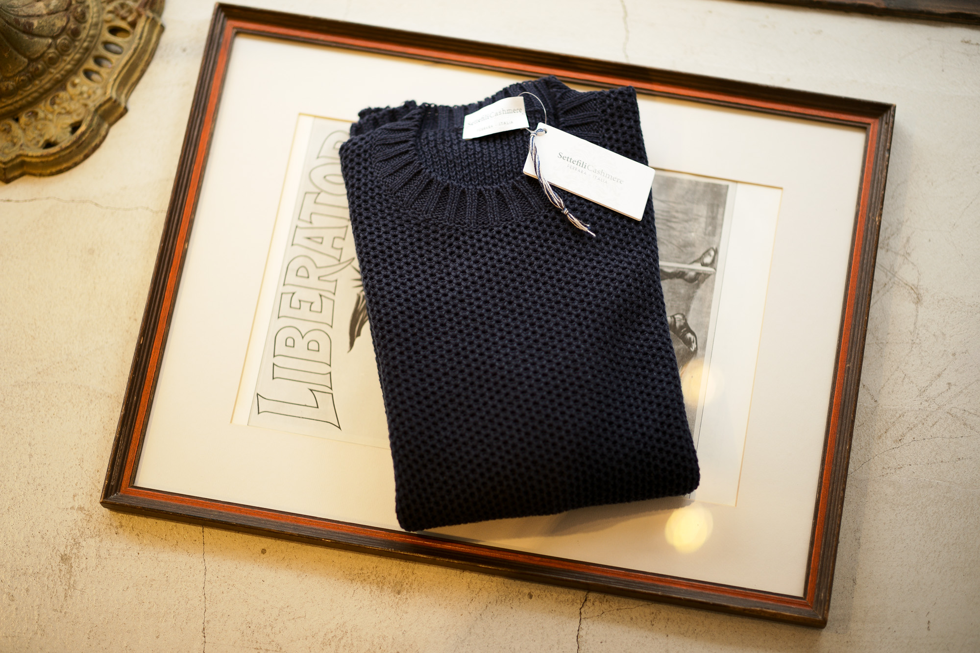 Settefili Cashmere (セッテフィーリ カシミア) Girocollo Nido D Ape (メッシュ クルーネック セーター) リネンコットン サマーニット セーター NAVY (ネイビー・MA22) made in italy (イタリア製) 2019 春夏新作 settefilicashmere セッテフィーリカシミア 愛知 名古屋 東京 大阪 alto e diritto アルトエデリット