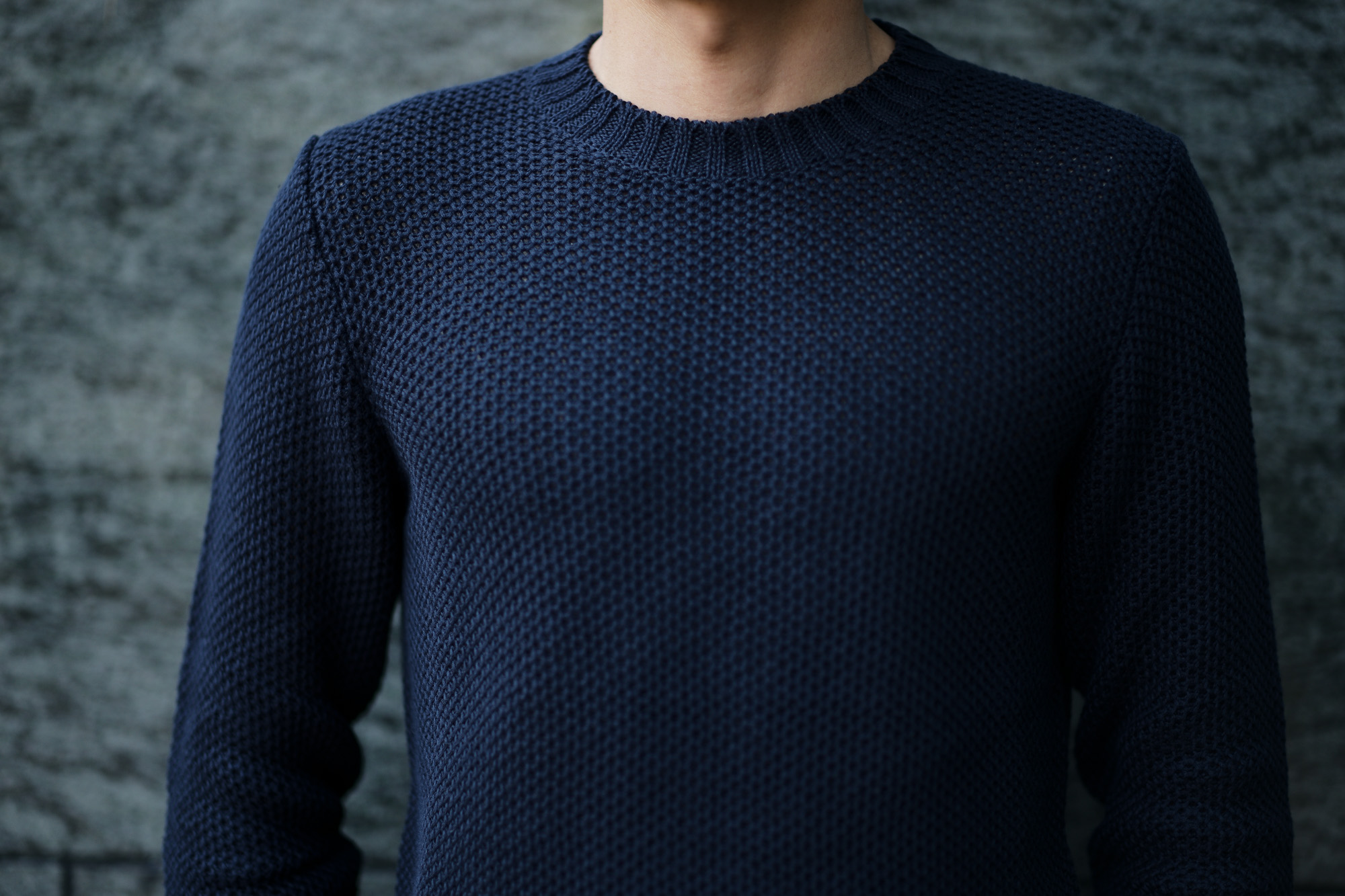 Settefili Cashmere (セッテフィーリ カシミア) Girocollo Nido D Ape (メッシュ クルーネック セーター) リネンコットン サマーニット セーター NAVY (ネイビー・MA22) made in italy (イタリア製) 2019 春夏新作 settefilicashmere セッテフィーリカシミア 愛知 名古屋 東京 大阪 alto e diritto アルトエデリット