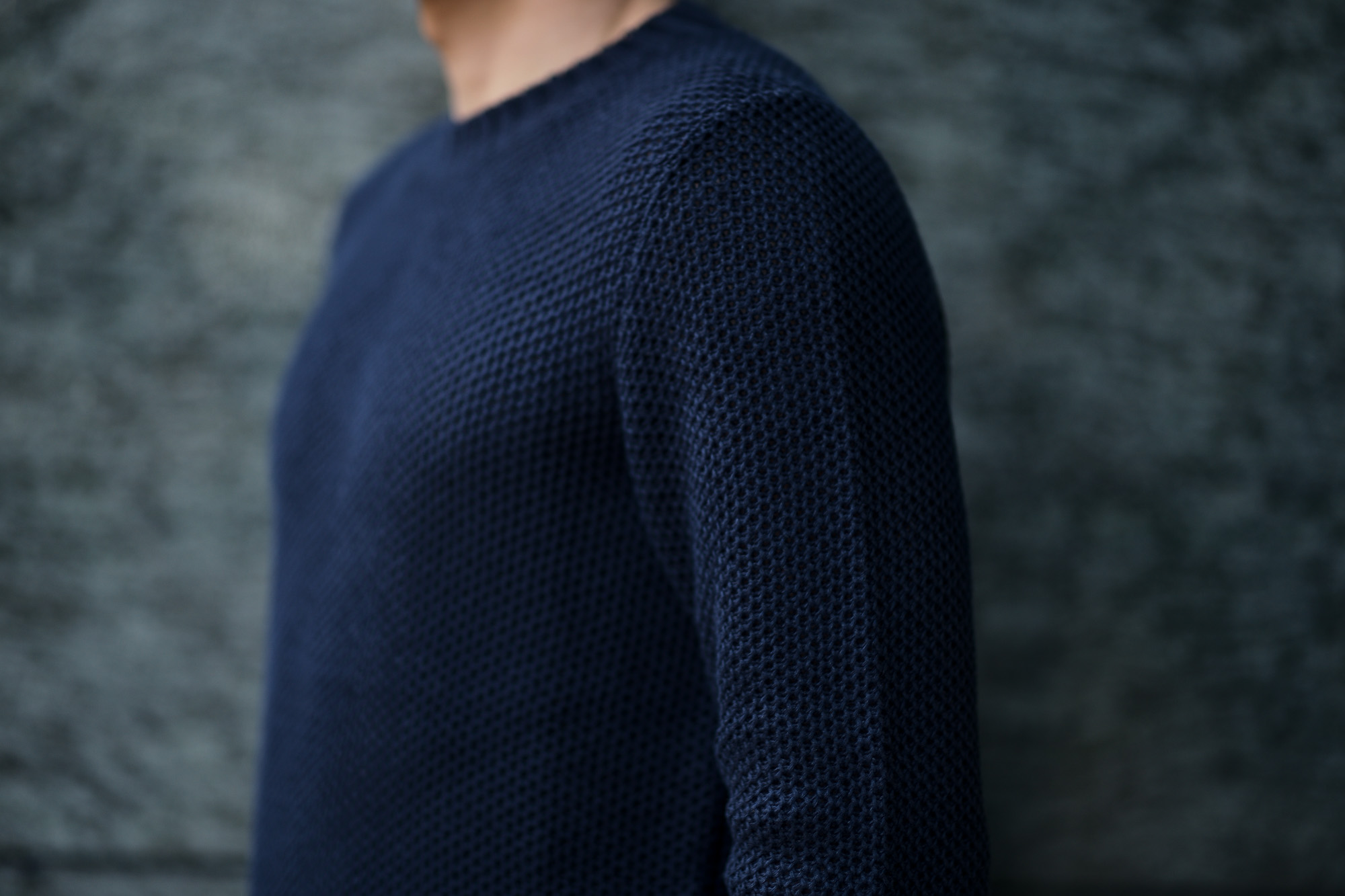 Settefili Cashmere (セッテフィーリ カシミア) Girocollo Nido D Ape (メッシュ クルーネック セーター) リネンコットン サマーニット セーター NAVY (ネイビー・MA22) made in italy (イタリア製) 2019 春夏新作 settefilicashmere セッテフィーリカシミア 愛知 名古屋 東京 大阪 alto e diritto アルトエデリット