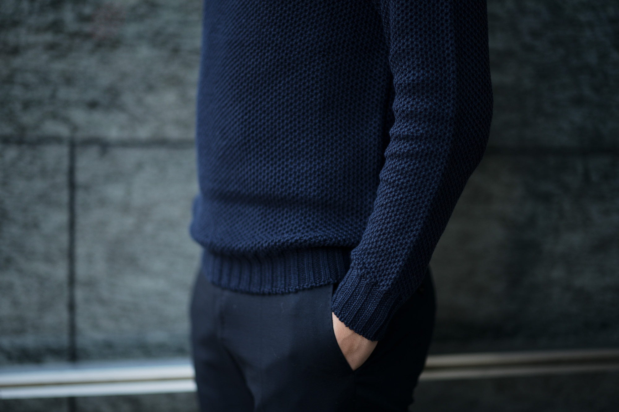 Settefili Cashmere (セッテフィーリ カシミア) Girocollo Nido D Ape (メッシュ クルーネック セーター) リネンコットン サマーニット セーター NAVY (ネイビー・MA22) made in italy (イタリア製) 2019 春夏新作 settefilicashmere セッテフィーリカシミア 愛知 名古屋 東京 大阪 alto e diritto アルトエデリット