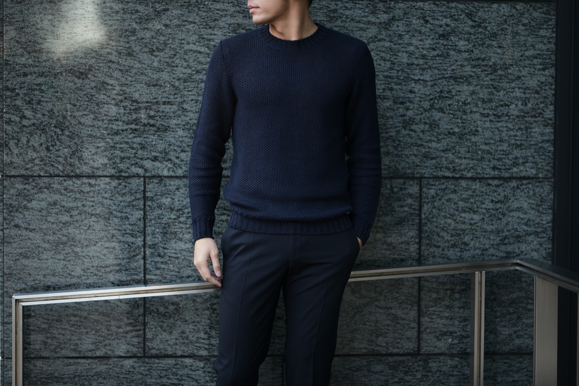 Settefili Cashmere (セッテフィーリ カシミア) Girocollo Nido D Ape (メッシュ クルーネック セーター) リネンコットン サマーニット セーター NAVY (ネイビー・MA22) made in italy (イタリア製) 2019 春夏新作 settefilicashmere セッテフィーリカシミア 愛知 名古屋 東京 大阪 alto e diritto アルトエデリット