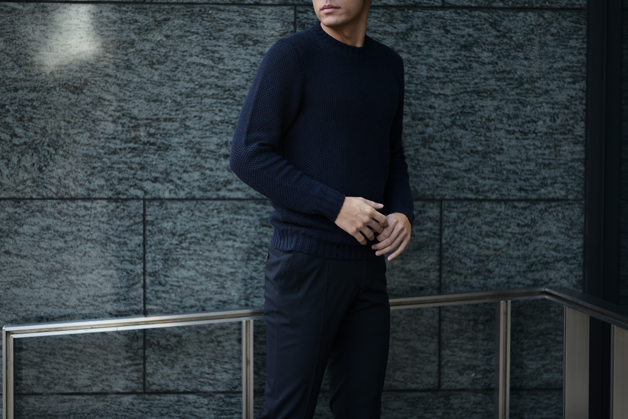 Settefili Cashmere (セッテフィーリ カシミア) Girocollo Nido D Ape (メッシュ クルーネック セーター) リネンコットン サマーニット セーター NAVY (ネイビー・MA22) made in italy (イタリア製) 2019 春夏新作 settefilicashmere セッテフィーリカシミア 愛知 名古屋 東京 大阪 alto e diritto アルトエデリット