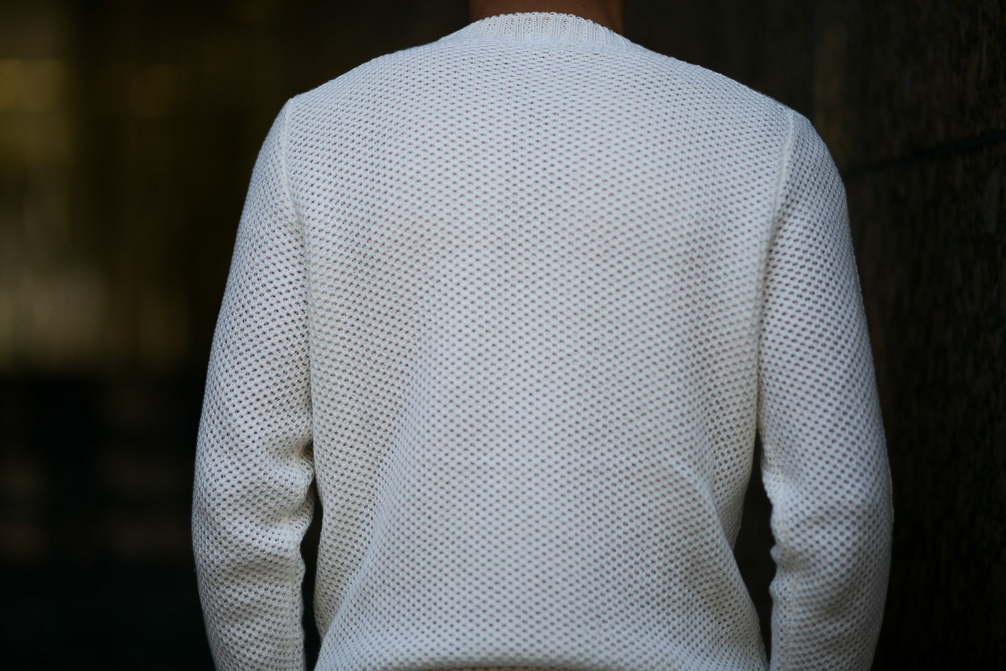 Settefili Cashmere (セッテフィーリ カシミア) Girocollo Nido D Ape (メッシュ クルーネック セーター) リネンコットン サマーニット セーター OFF WHITE (オフホワイト・MA05)  made in italy (イタリア製) 2019 春夏新作 settefilicashmere セッテフィーリカシミア 愛知 名古屋 東京 大阪 alto e diritto アルトエデリット