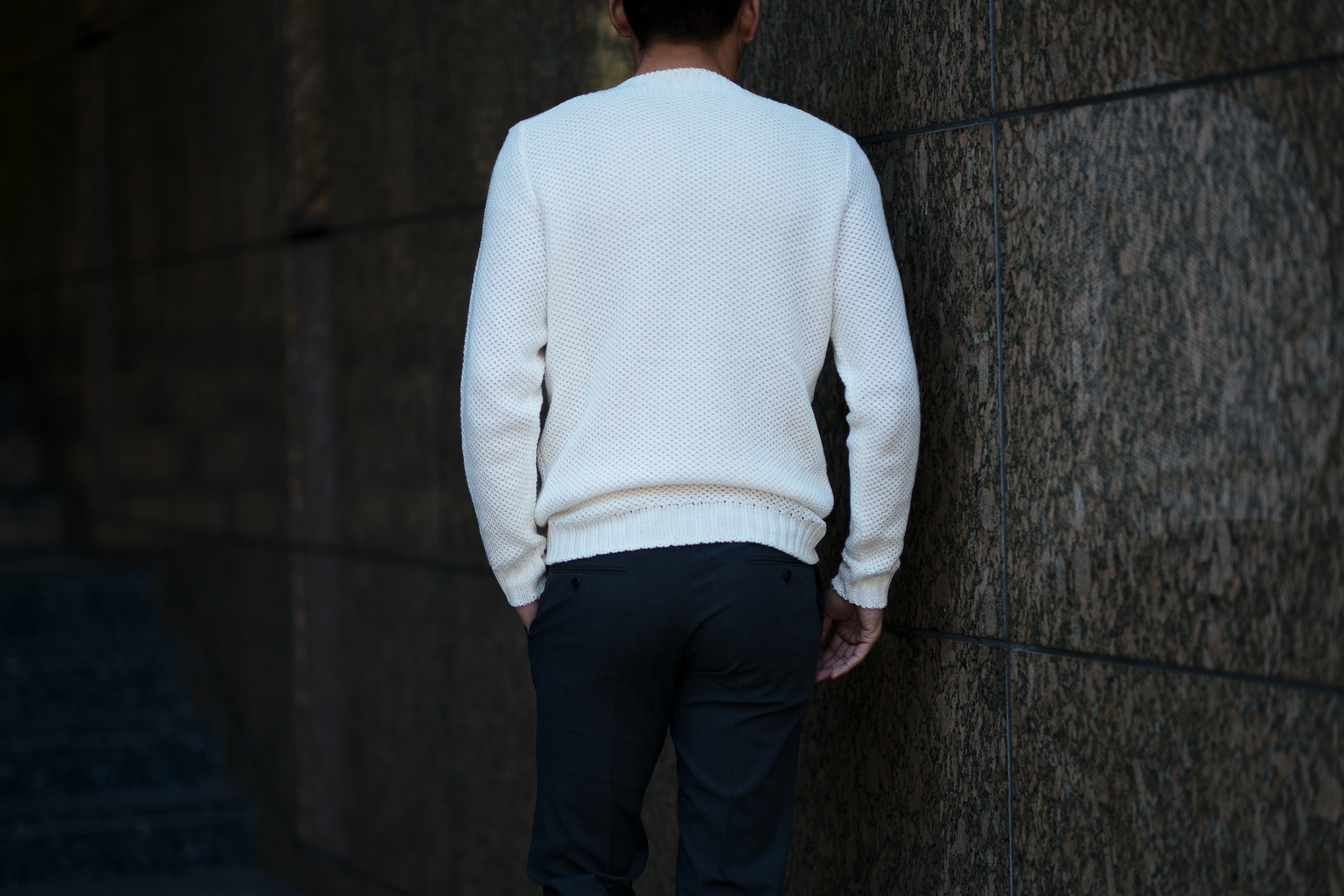 Settefili Cashmere (セッテフィーリ カシミア) Girocollo Nido D Ape (メッシュ クルーネック セーター) リネンコットン サマーニット セーター OFF WHITE (オフホワイト・MA05)  made in italy (イタリア製) 2019 春夏新作 settefilicashmere セッテフィーリカシミア 愛知 名古屋 東京 大阪 alto e diritto アルトエデリット